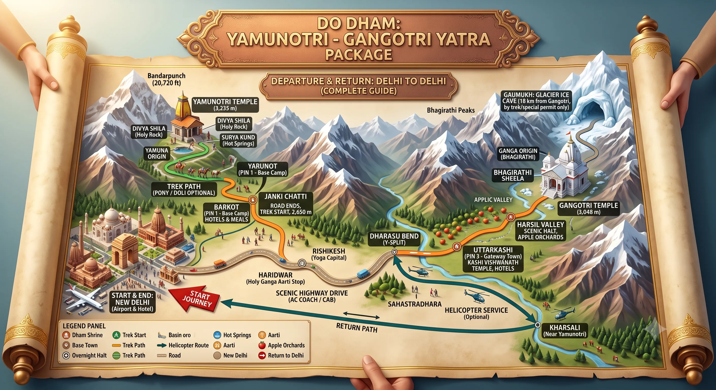 DO DHAM YAMUNOTRI - GANGOTRI YATRA PACKAGE  ( DELHI TO DELHI ) 