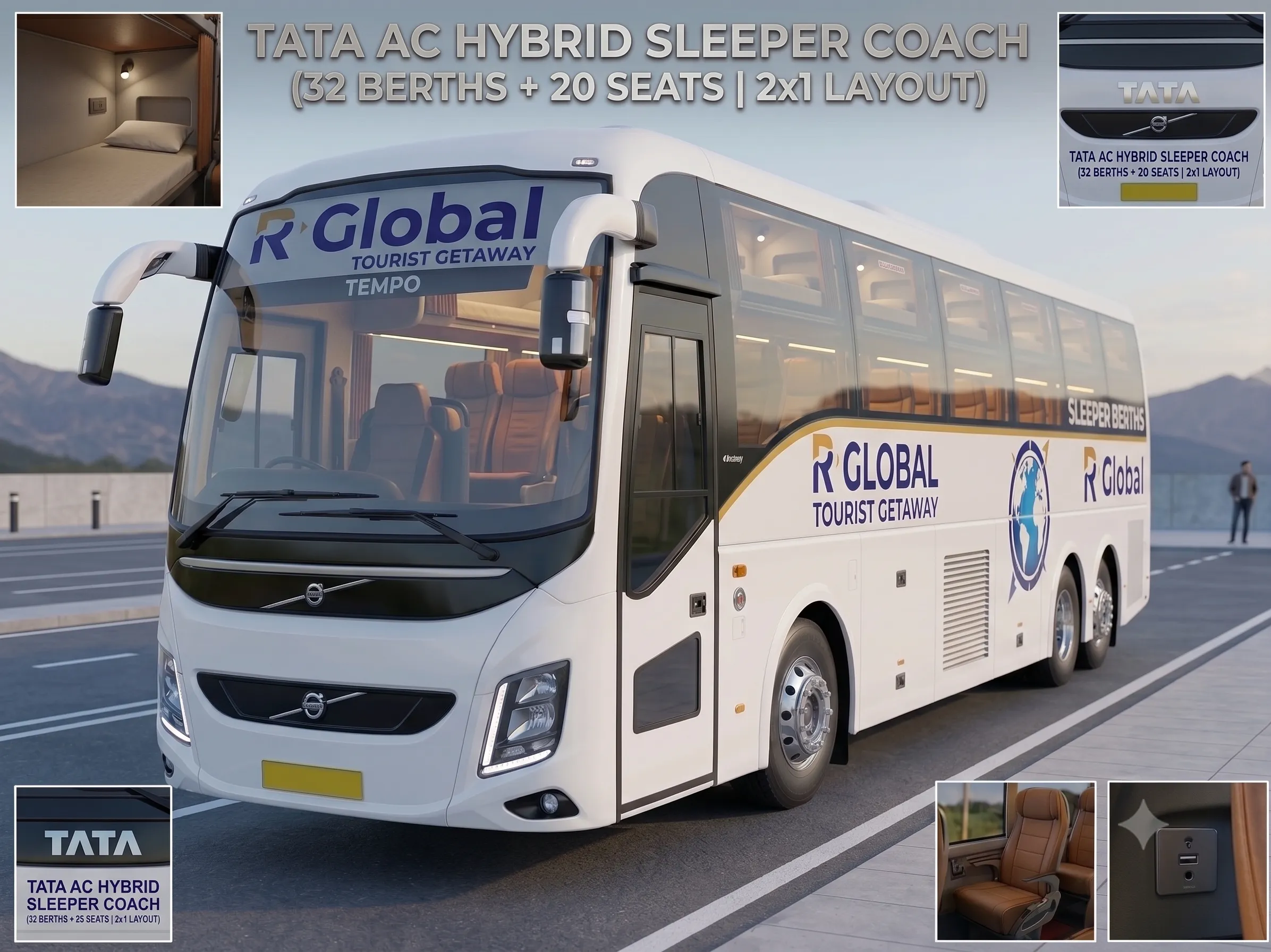   Sleeper Bus - TATA -  Normal Bus , 32 sleeper and 20 seats 2*1   