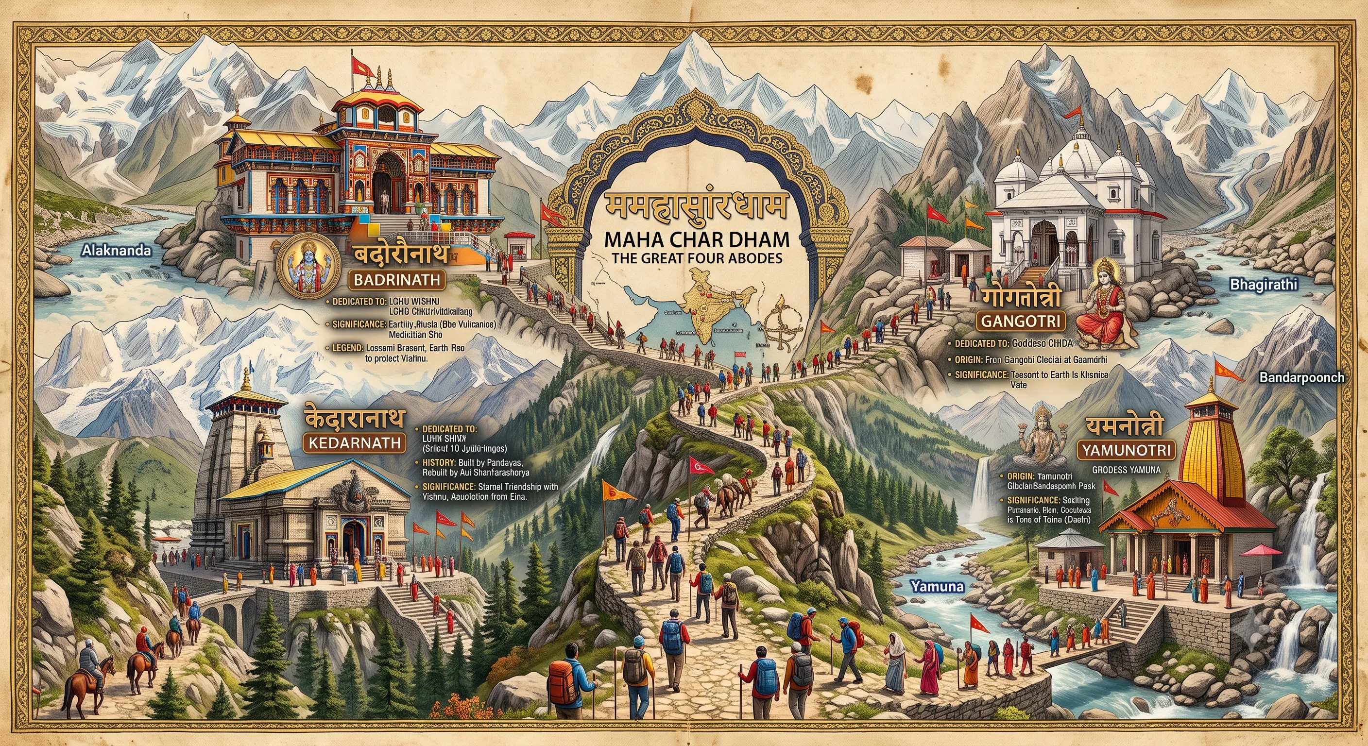 Chardham (Yamnotri, Gangotri, Kedarnath, Badrinath)